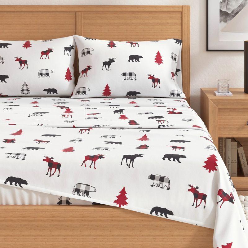 FreshFolds 100% Cotton Lodge Printed Flannel Sheet Set