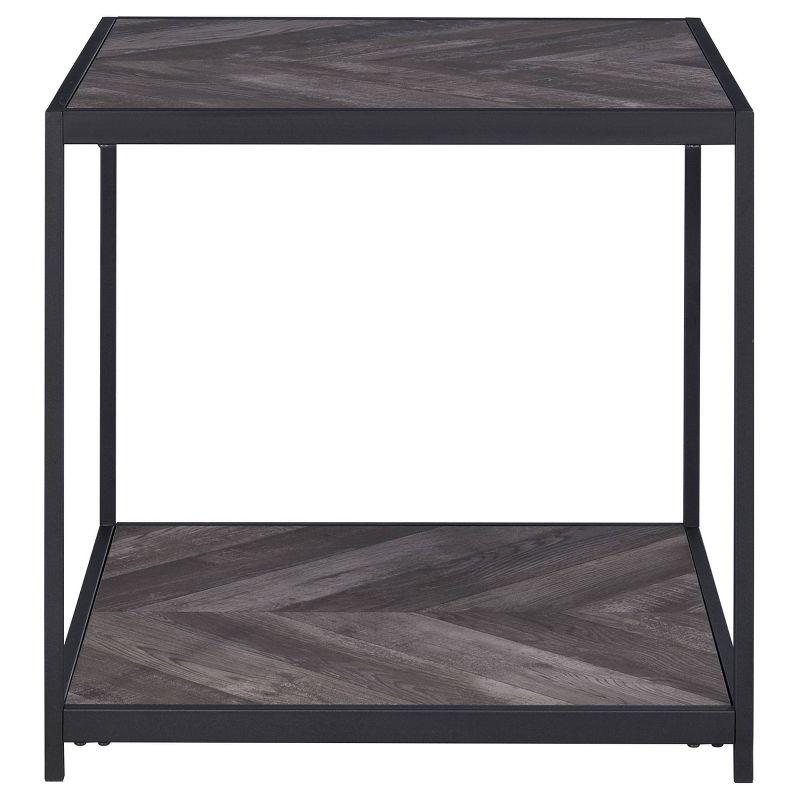 Beckley 23.5'' Square Rustic Grey Herringbone Wood & Metal End Table