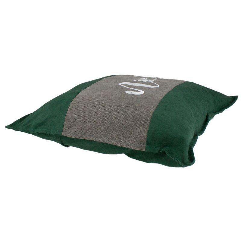 Northlight 18" Green and Brown Suede "Noel" Christmas Square Throw Pillow