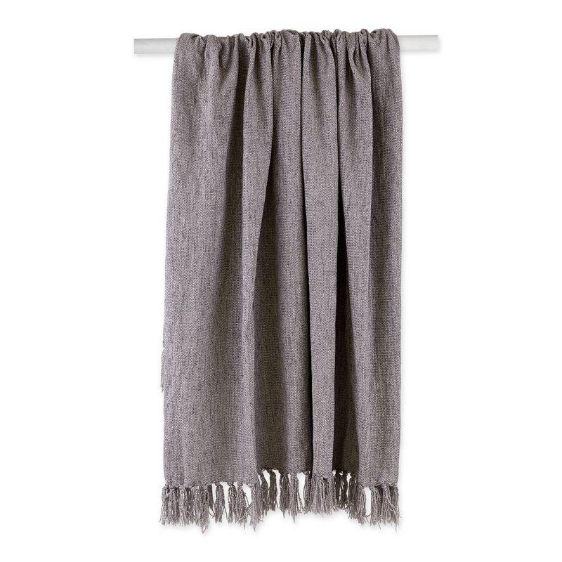 50"x60" Chenille Throw Blanket Soft Gray - Design Imports: Cozy for Couch, Lightweight Woven Polyester