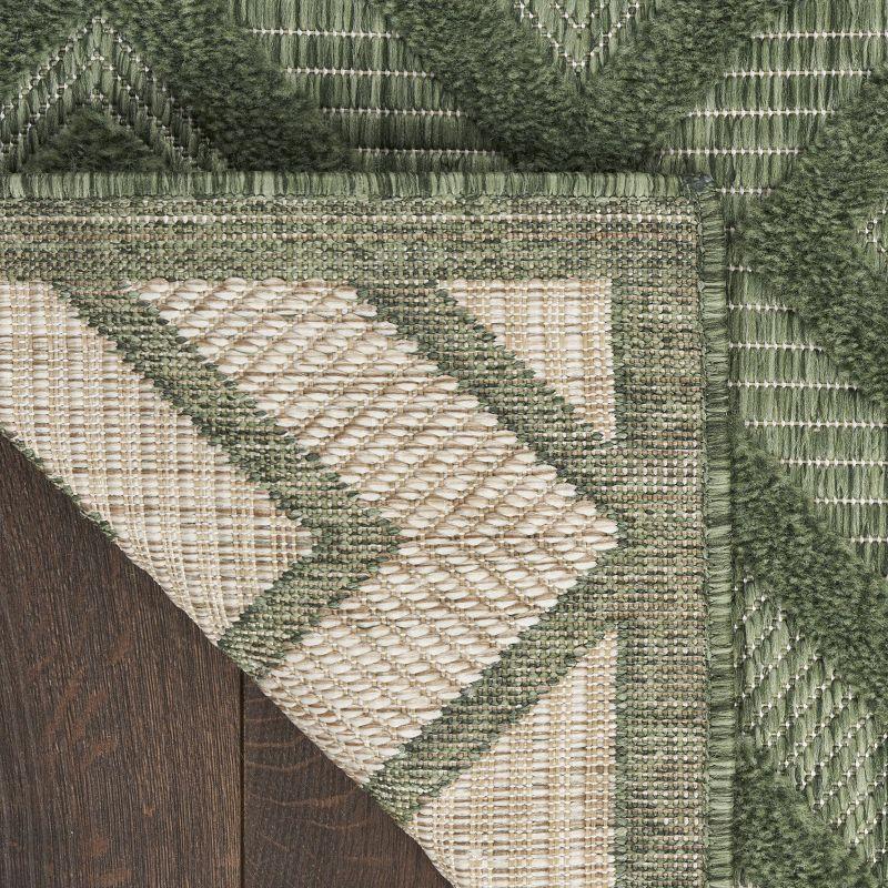 Nourison Versatile Diamond Geometric Flatweave Indoor Outdoor Area Rug Green 5' x 7'