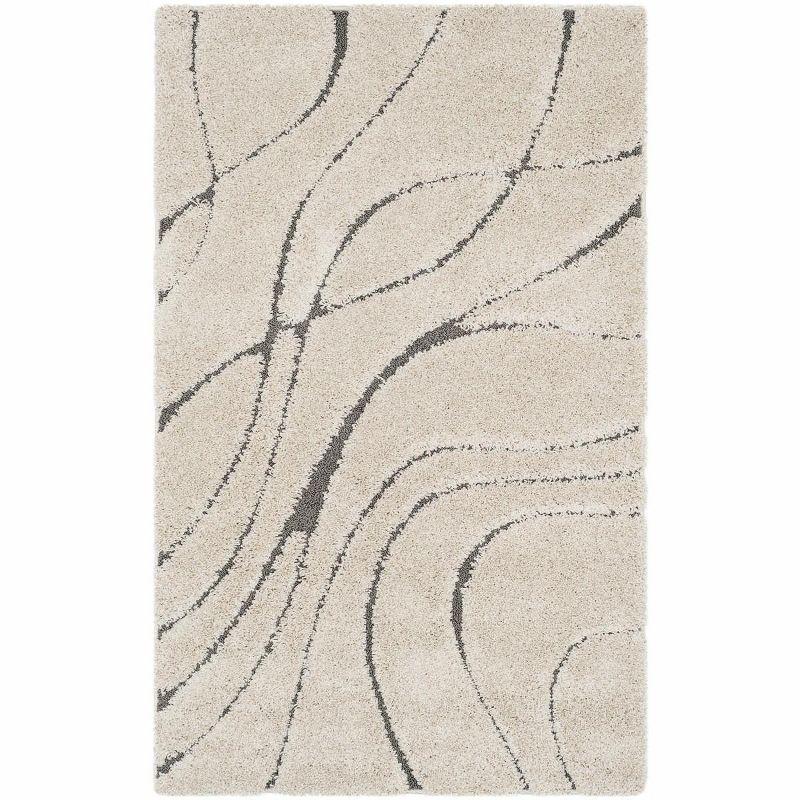 Florida Shag SG471 Power Loomed Indoor Accent Rug - Cream/Grey - 3'3"x5'3" - Safavieh