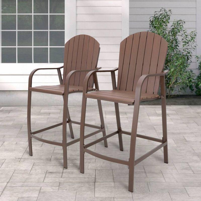 2pc Outdoor Counter Height Bar Stools - Brown - Crestlive Products: Aluminum Frame, Weather-Resistant Patio Seating