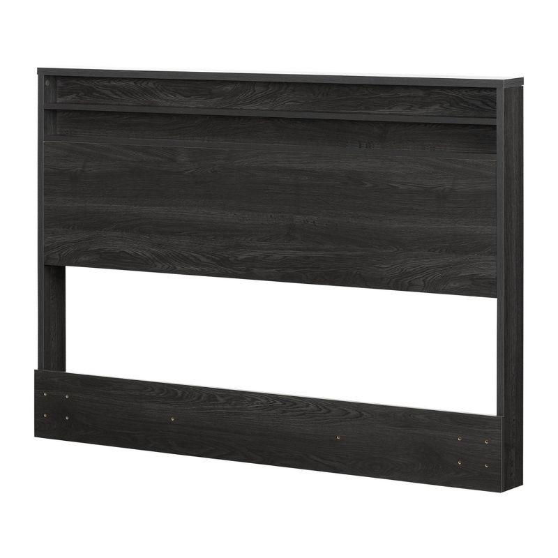 Lensky Full Gray Oak Wood Headboard with Storage Shelf