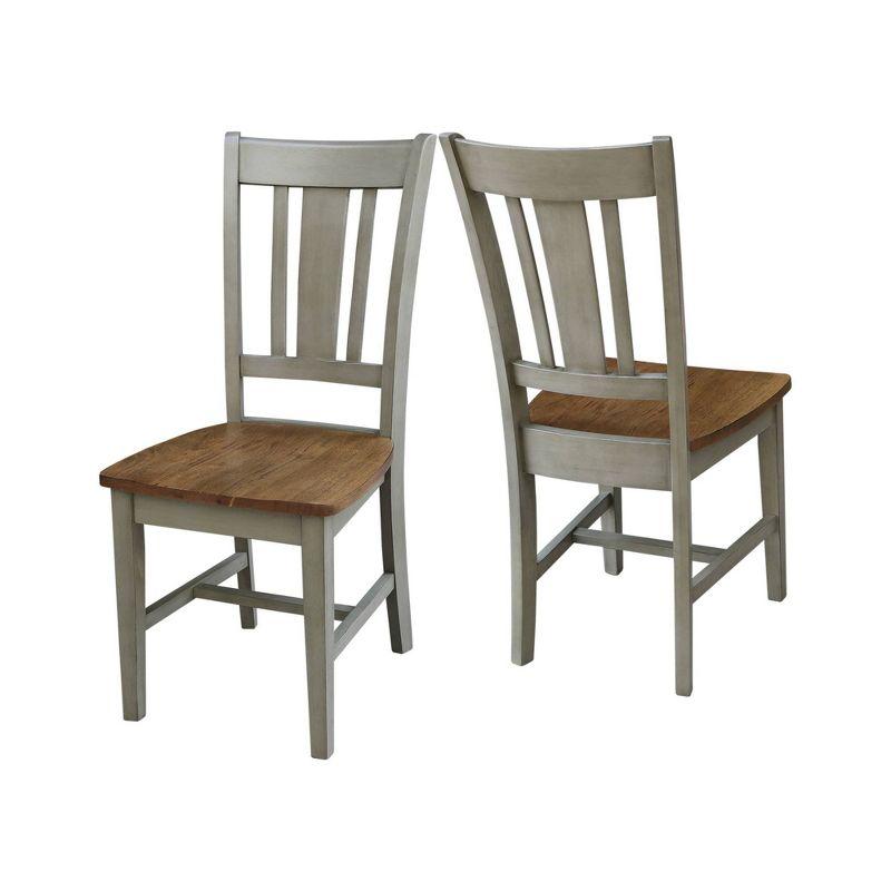 Set of 2 San Remo Splat Back Chairs Natural - International Concepts: Solid Wood, Mid-Century Design, Spot Clean