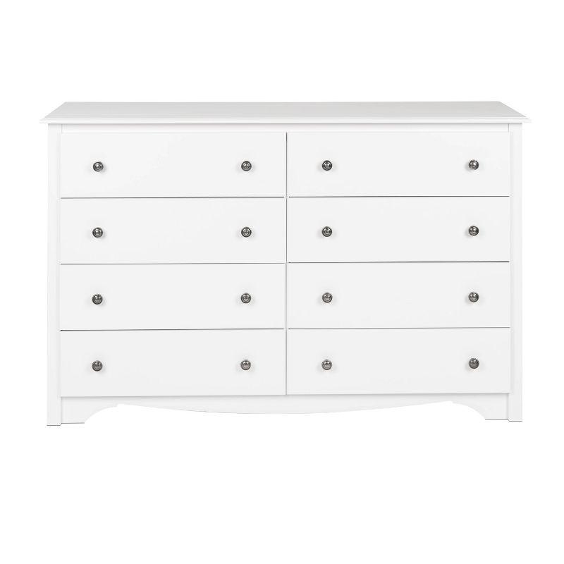 White Double 8-Drawer Horizontal Dresser with Deep Drawers