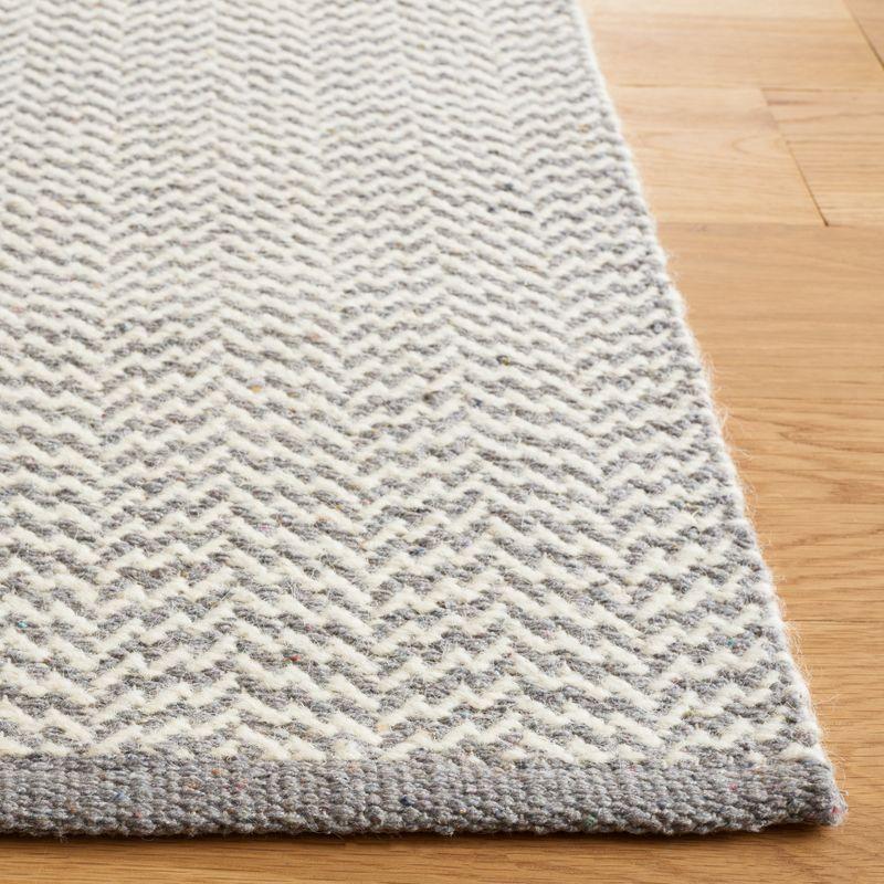 Grey and Ivory Hand-Knotted Wool Area Rug, 8' x 10'