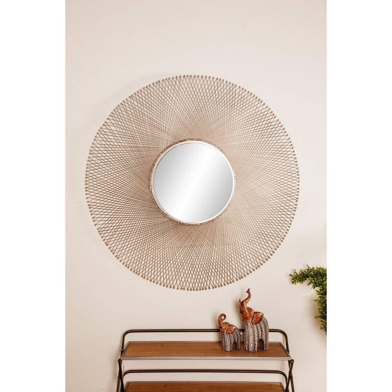 45" x 45" Metal Starburst Wall Mirror Silver - Olivia & May: Iron Frame, Round Shape, No Assembly Required