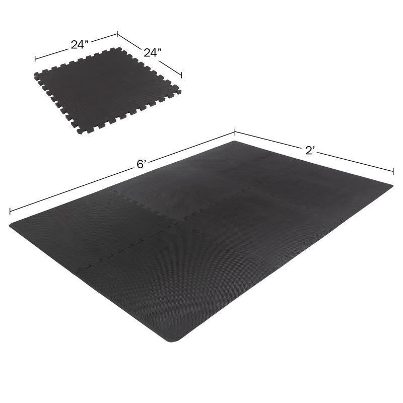 Fleming Black Interlocking EVA Foam Floor Tiles, 24" x 24", Pack of 6