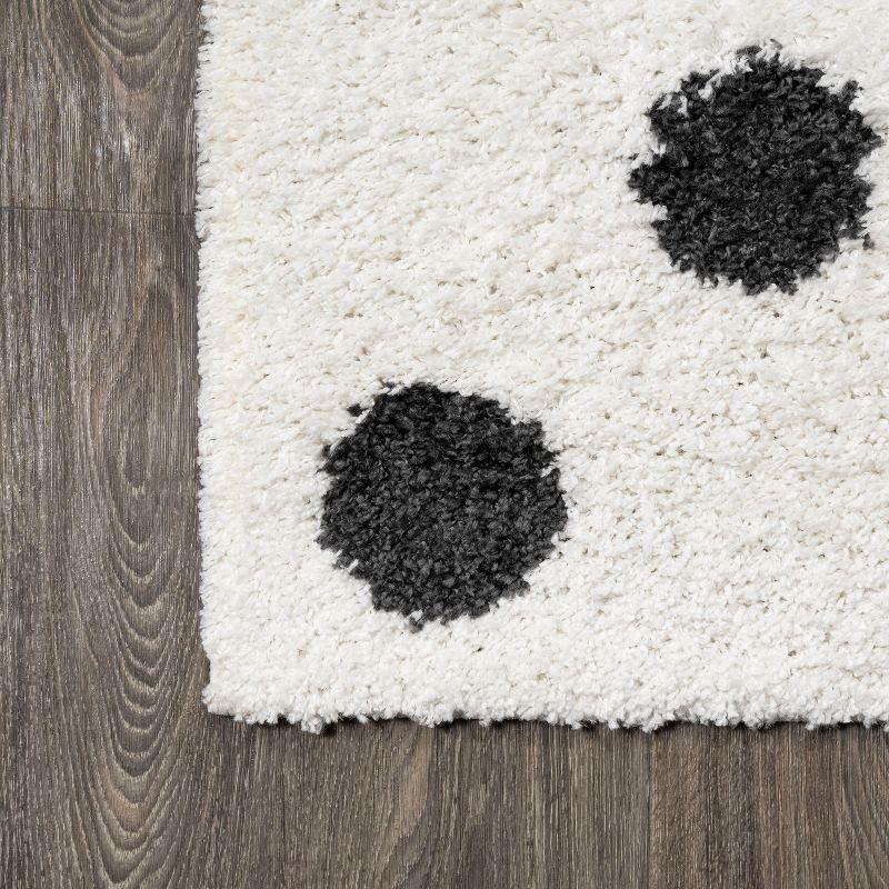 2'x10' Pere Modern Charcoal Dot Shag Runner Rug, White - JONATHAN Y
