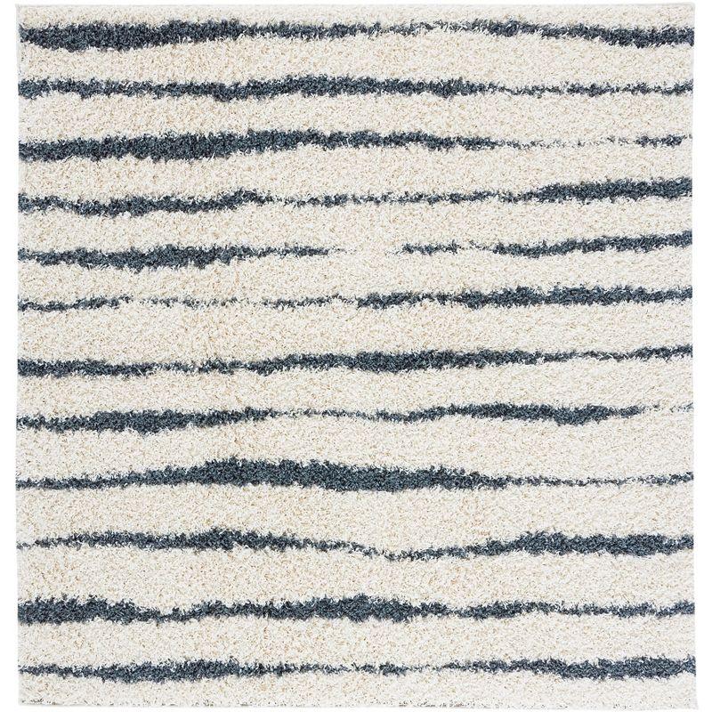 Venus Shag VNS603 Power Loomed Area Rug - Ivory/Dark Grey - 6'7"x6'7" - Safavieh.