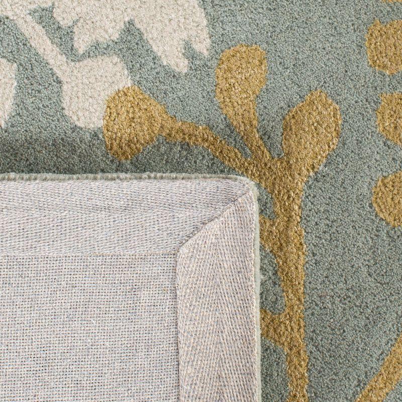 Soho Light Blue and Gold Floral Wool Area Rug