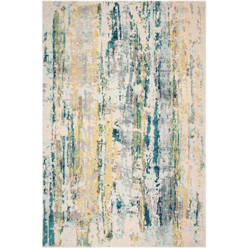 Beige and Olive Hand-Knotted Synthetic Area Rug