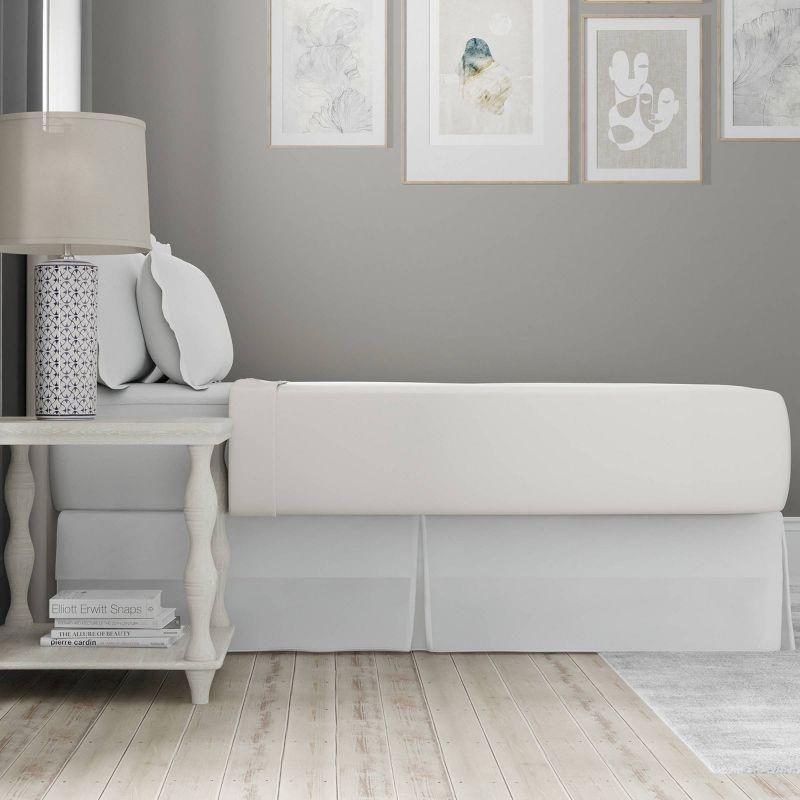 Queen White Polyester Split Corner Bed Skirt