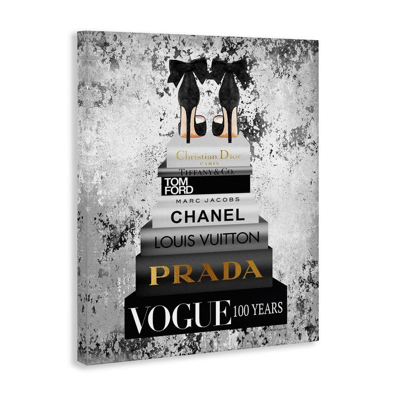 Stupell Industries " Fashion Designer Shoes Bookstack Black And White Watercolor "