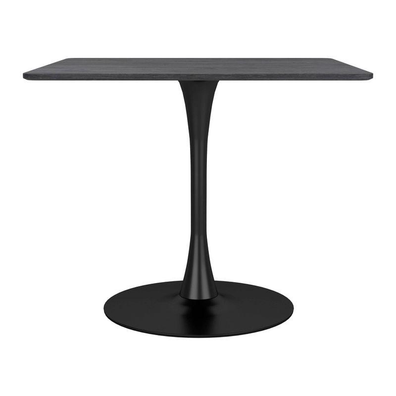 35.4" Merlin Dining Table Black - ZM Home: Square MDF Top, Steel Frame, Modern Pedestal Base