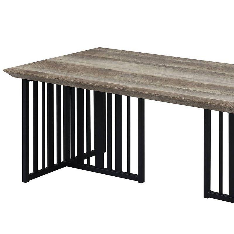 47" Zudora Coffee Table Oak & Sandy Black Finish - Acme Furniture: Sturdy Metal Legs, No Assembly Required