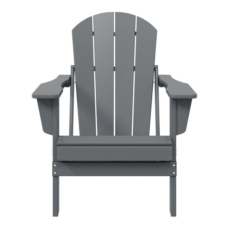 WestinTrends Malibu HDPE Outdoor Patio Folding Poly Adirondack Chair, Gray