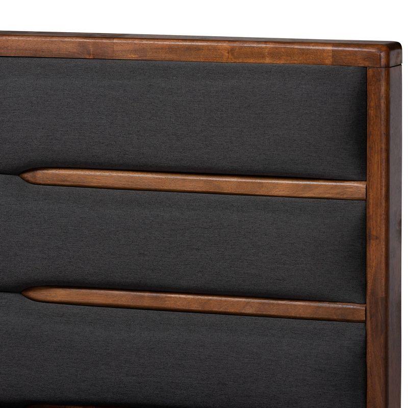 King Elin Wood Platform Storage Bed with 6 Drawers - Baxton Studio: Upholstered Headboard