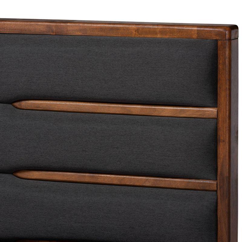 Elin Wood Platform Storage Bed with Drawers Dark Gray/Walnut - Baxton Studio