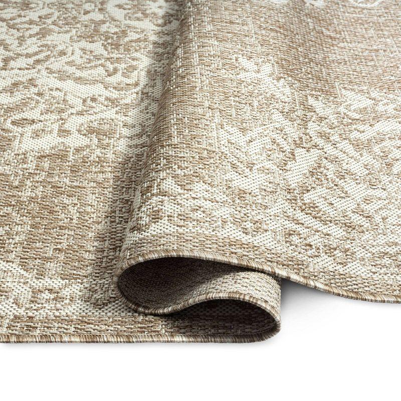 Nicole Miller New York Patio Country Azalea Medallion Indoor/Outdoor Area Rug, Taupe/Ivory