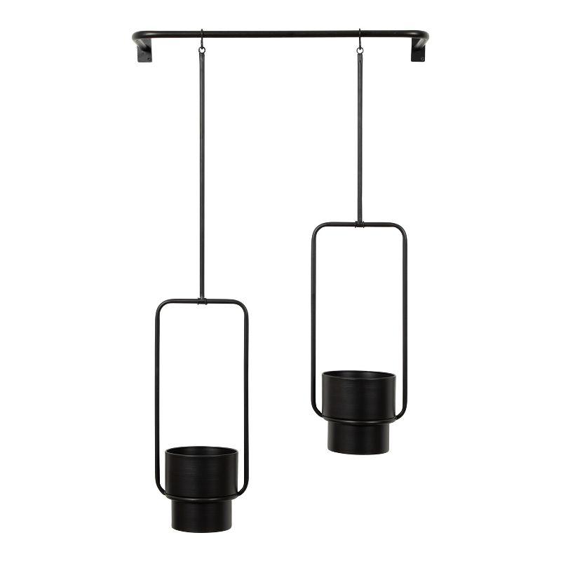 Kate and Laurel Ascher Round Metal Hanging Planter, 24x8x39, Black