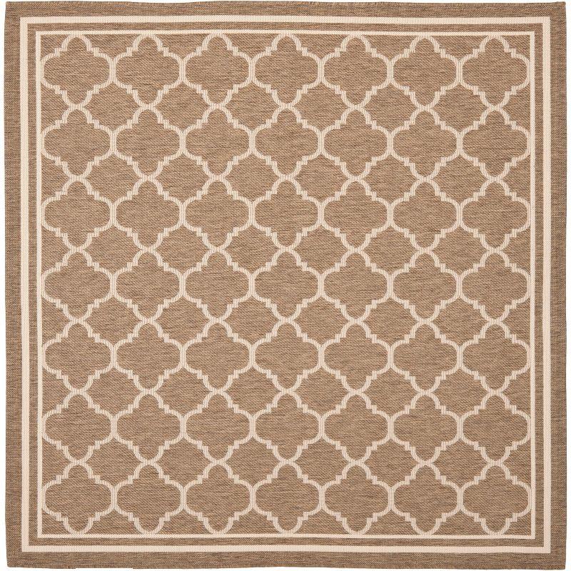 Courtyard CY6918 Power Loomed Indoor/Outdoor Area Rug - Brown/Bone - 5'3"x5'3" - Safavieh.