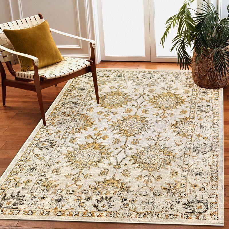 Liora Manne Carmel Vintage Floral Indoor/Outdoor Rug Sand 6'6" x 9'4"