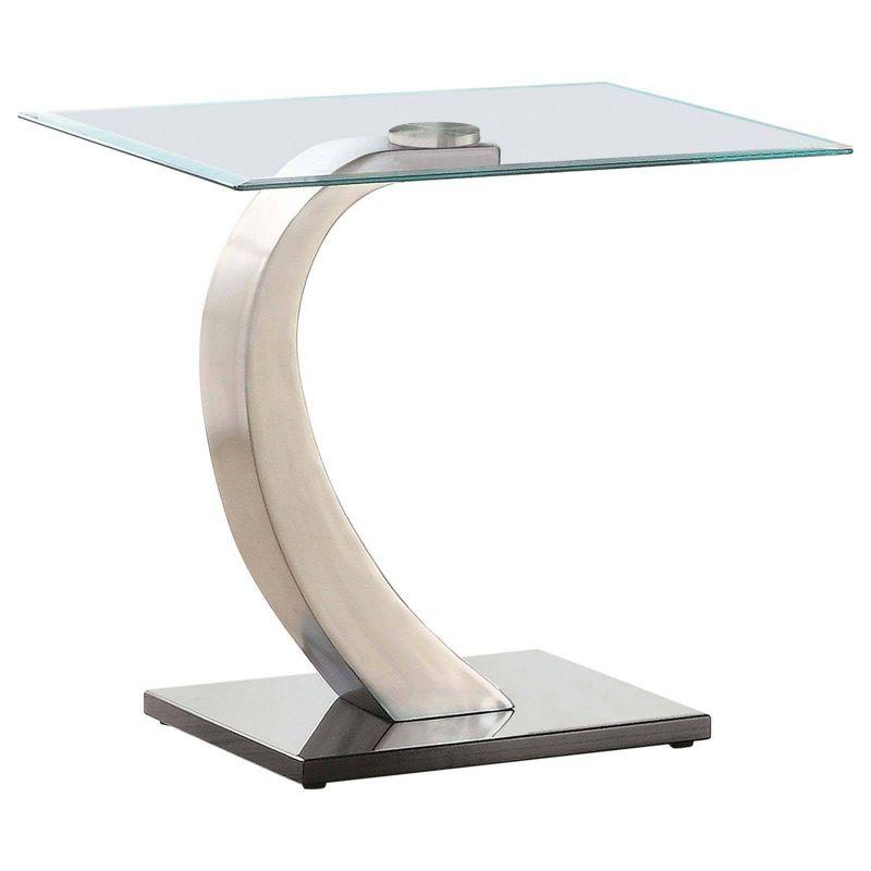 Modern Black Metal and Glass Rectangular End Table