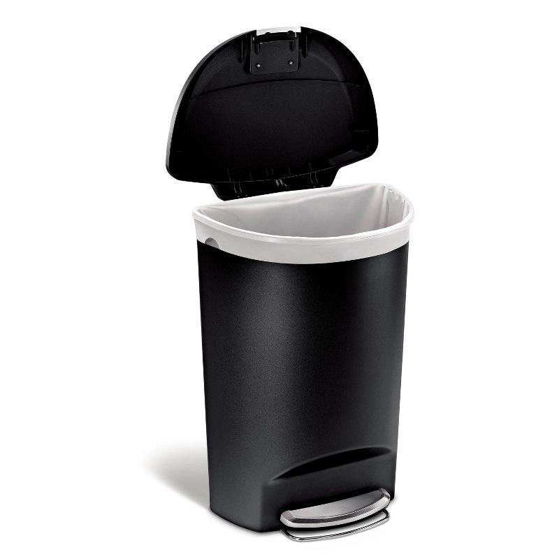 simplehuman 13gal Kitchen Step Trash Can with Soft Close Locking Lid Black Plastic Semi Round Garbage Can