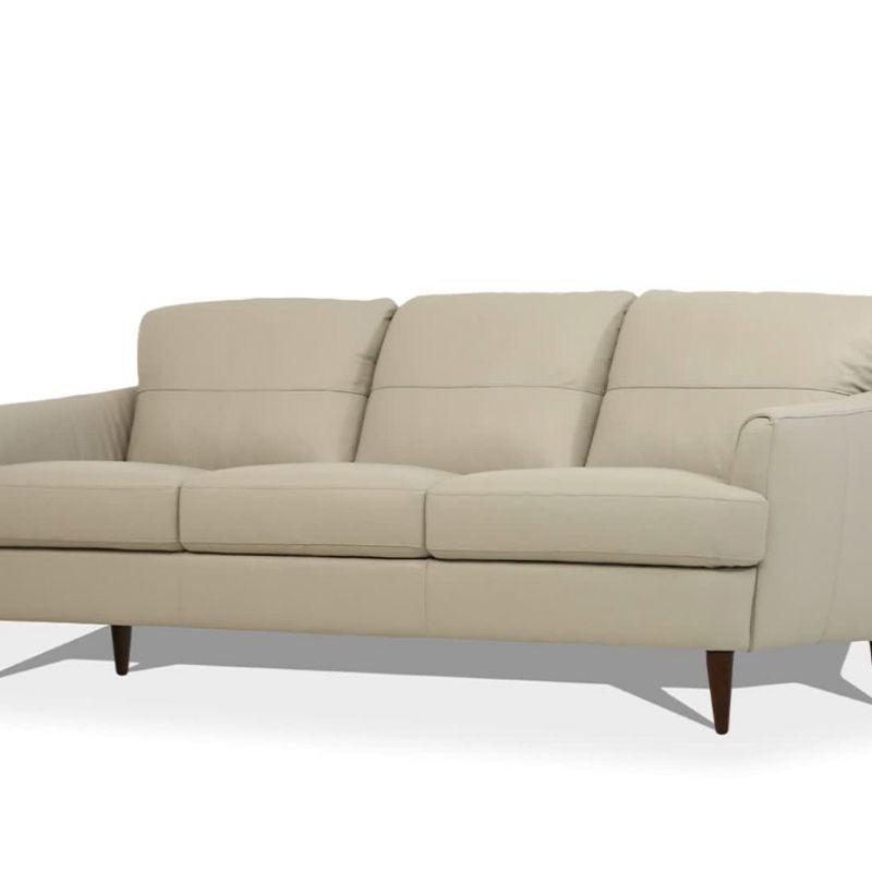 83" Helena Sofa Leather Pearl Gray - Acme Furniture: Faux Leather, Wood Frame, Includes Accent Pillow