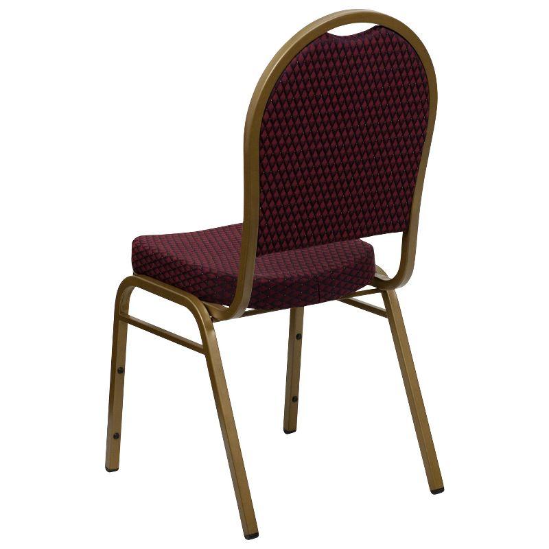 Burgundy Patterned Fabric and Gold Frame Stacking Banquet Chair