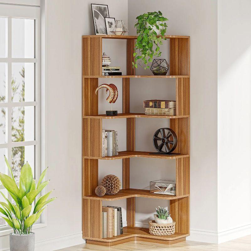 LITTLE TREE 64.96" 6 Tier Corner Bookshelf Walnut