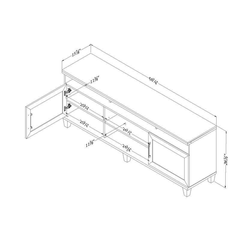 Adrian TV Stand for TVs up to 75'' Black Oak - South Shore: Laminated Particleboard, Metal Hardware, Adjustable Shelves