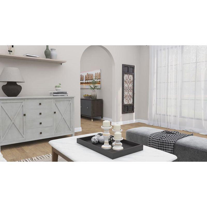 Olivia & May Traditional Wood Scroll Window Inspired Wall Decor with Metal Scrollwork Relief Brown: Vertical Iron Frame, Carved Art Object