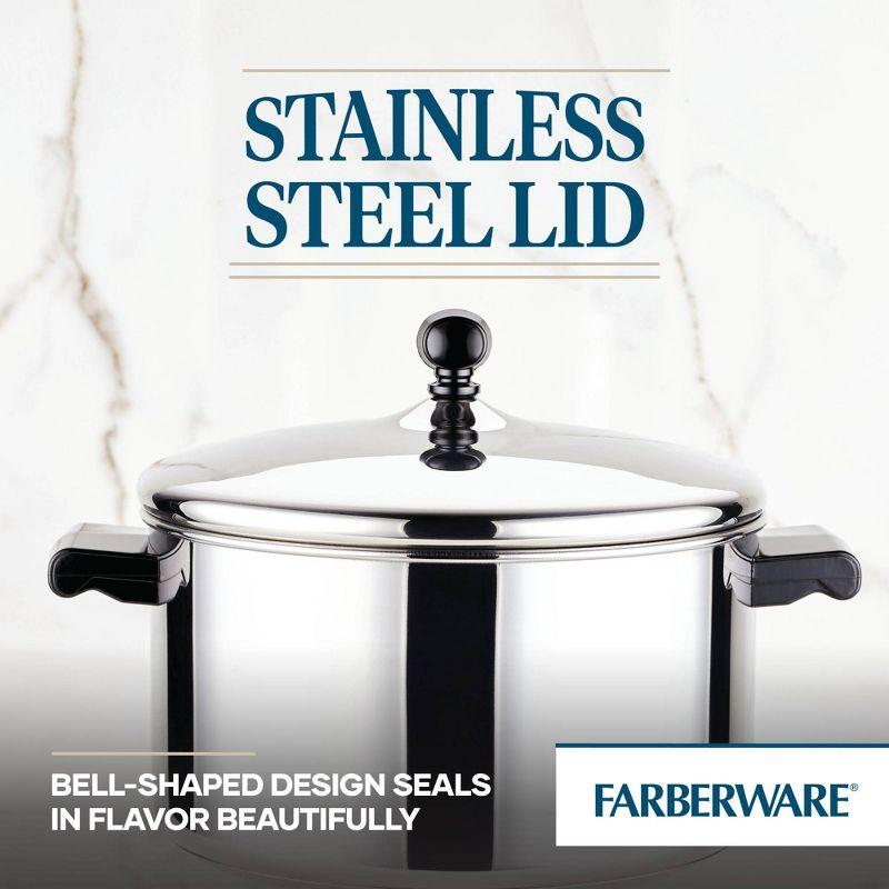 Farberware Classic Series 6qt Stainless Steel Stockpot with Lid Silver: Dishwasher-Safe, Induction & Gas Compatible