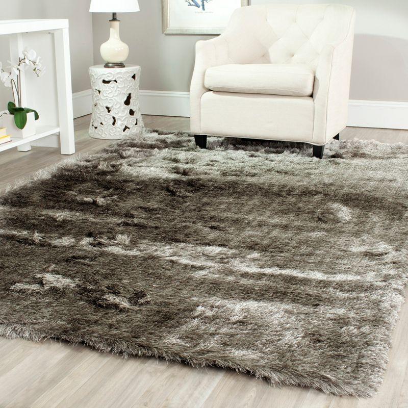 Luxurious Handmade Silver Shag Area Rug, 8' x 10', Easy Care