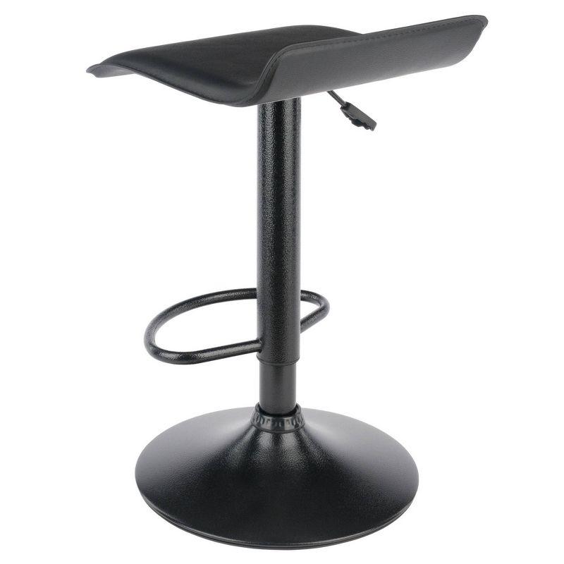 Set of 2 Obsidian Adjustable Swivel Air Lift Stool Black - Winsome: Faux Leather, Metal Frame, 22-30" Height Range