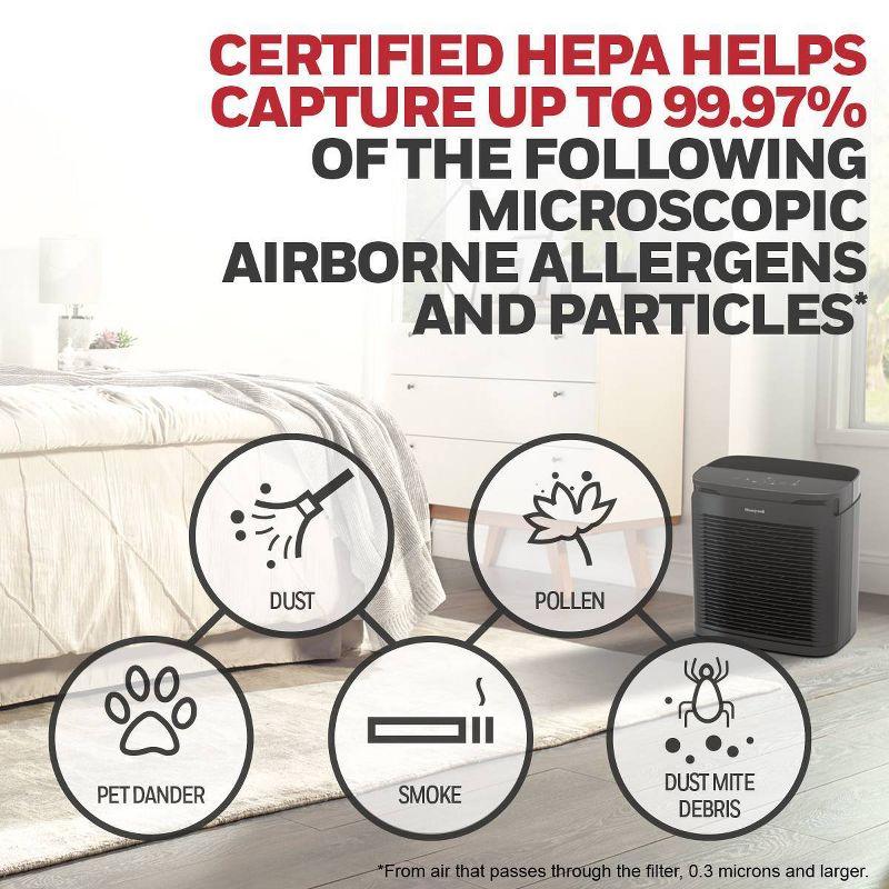 Honeywell Power Plus HEPA Air Purifier for Medium and Large Rooms Black: 4 Settings, 100-300 sq. ft., AHAM & Energy Star Certified