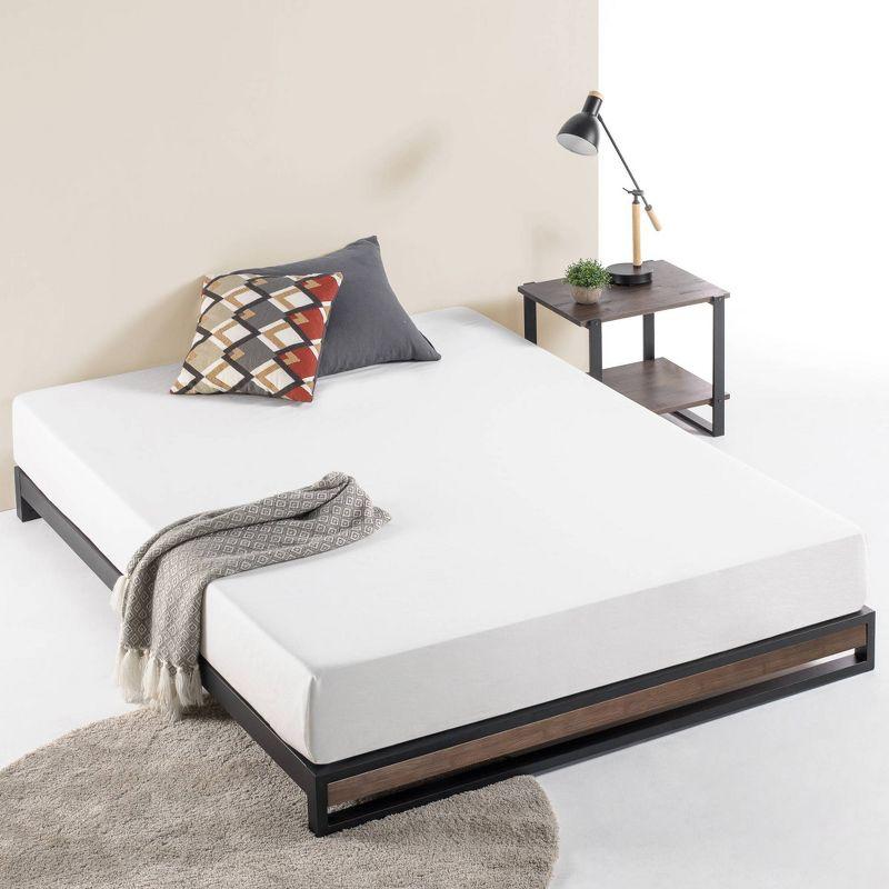 Twin Gray Wash Wood and Metal Platform Bed Frame with Slats