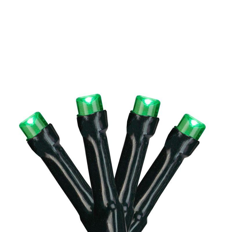 Battery Operated Green LED Christmas Tree Lights with Green Wire