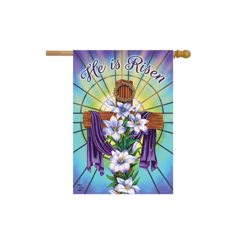 Easter Cross Religious House Flag Holiday Lilies 28" x 40" Briarwood Lane