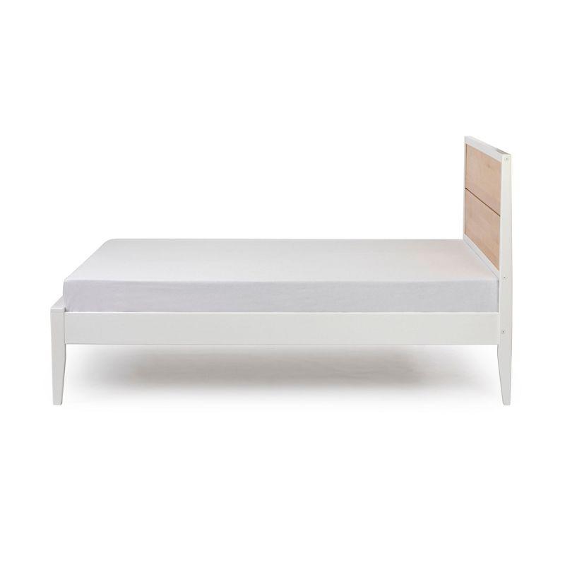 Plank+Beam Duo Solid Wood Queen Bed Frame with Panel Headboard, Modern Platform Bed with Wood Slat Support, No Box Spring Needed, White/Birch