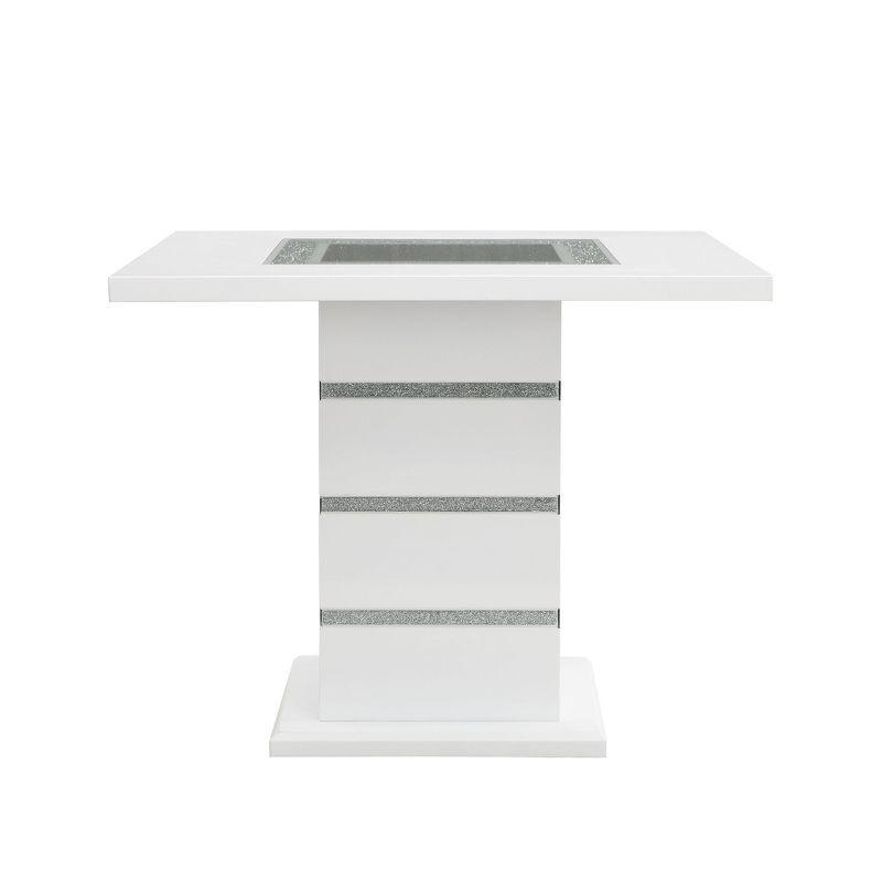 Elizaveta Dining Table Faux Crystal Diamonds White High Gloss Finish - Acme Furniture