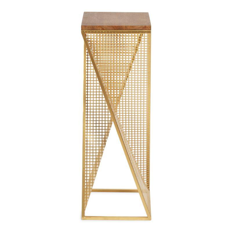 Kate and Laurel Elita Wood and Metal Pedestal End Table