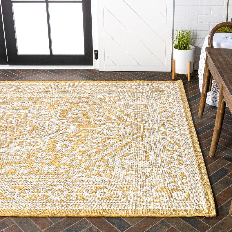 Sinjuri Medallion Textured Weave Indoor/Outdoor Area Rug - JONATHAN Y