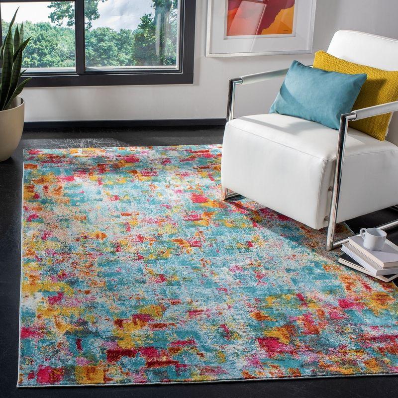 Aqua Fuchsia Hand-Knotted 4' x 6' Luxor Viscose Area Rug