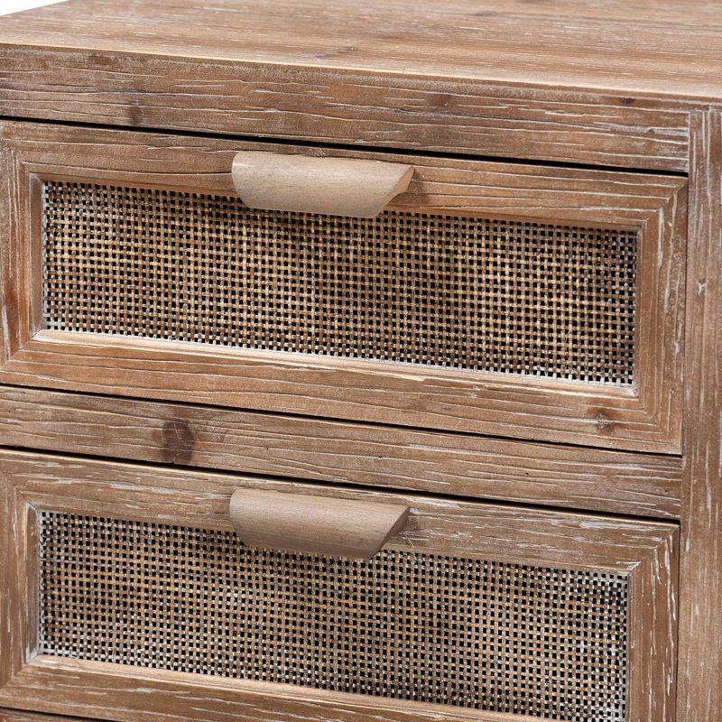 Calida Wood and Rattan 2 Drawer Nightstand Brown - Baxton Studio