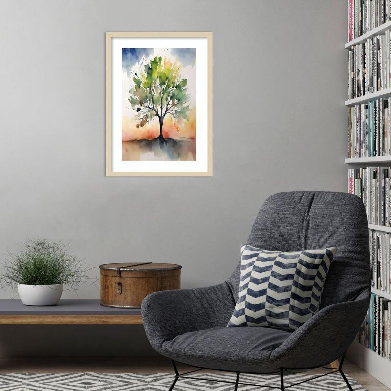 Amanti Art Tree of colour by Sally Ann Moss Wood Framed Wall Art Print