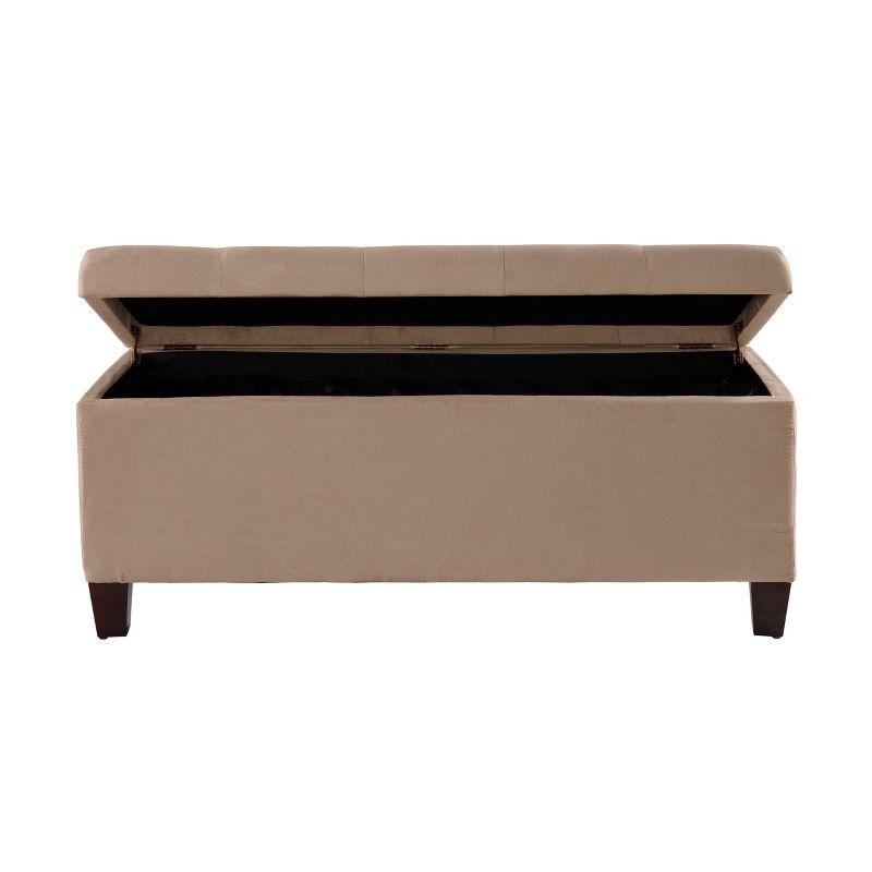 Beige Upholstered Shoe Storage Ottoman with Tufted Top